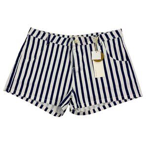 Cotton On Womens Blue & White Striped Cotton Blend High-Rise Casual Shorts Sz 10